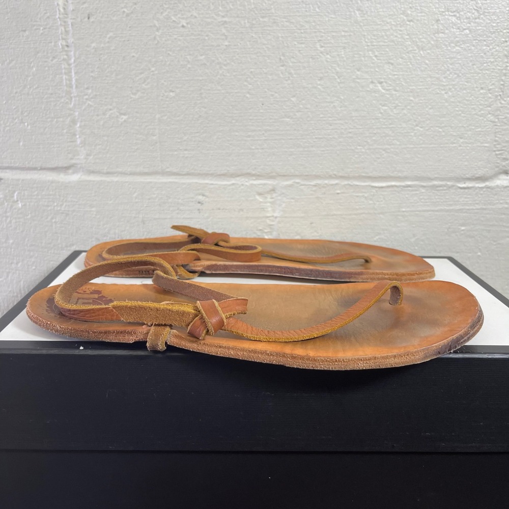 Luna Sandals Brown Leather Thong Minimalist Barefoot Slingback Men's Size 11.5
